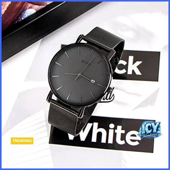 Stainless Steel Mesh Band Quartz Watch Minimalist Ultra Thin Waterproof